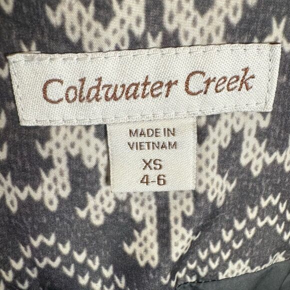Coldwater Creek gray and white snowflake print puffer vest size XS - Picture 5 of 6